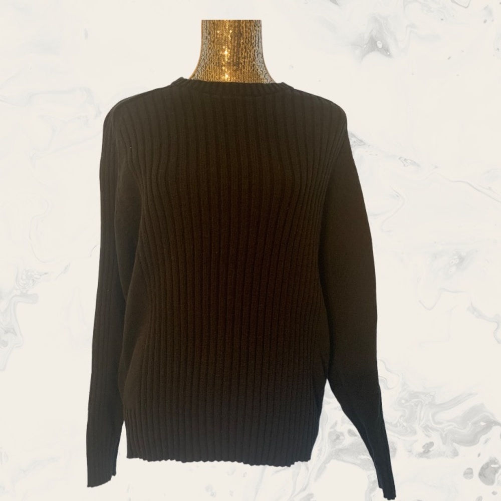Oscar De La Renta ribbed navy sweater in M